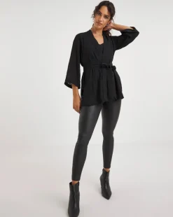 Black Embroidered Sheer Kimono