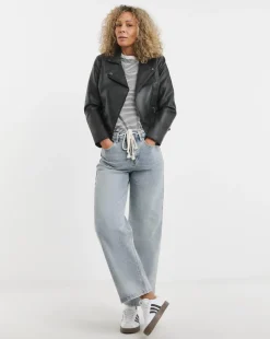 Black Faux Leather Biker Jacket