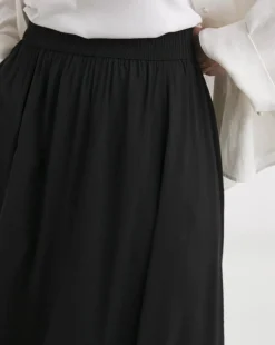 Black Full Hem Textured Volume Maxi Skirt