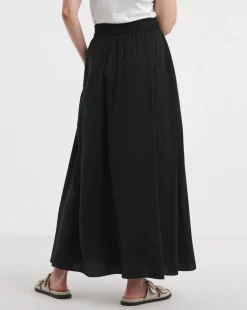 Black Full Hem Textured Volume Maxi Skirt