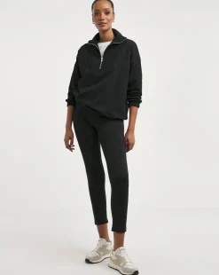 Black Half Zip Bubble Hem Sweatshirt