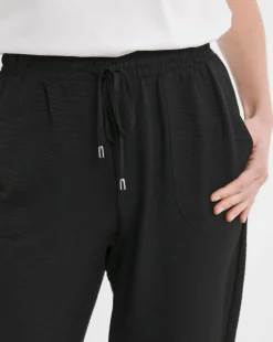 Black Herringbone Tapered Pull On Trouser