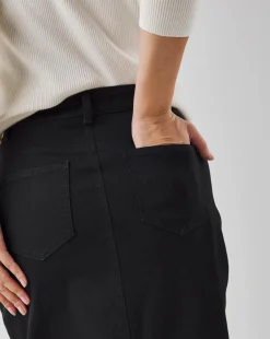 Black High Waist Super Soft Denim Maxi Skirt