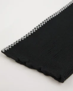 Black Hooded Contrast Stitch Scarf