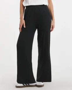 Black Jersey Wide Leg Trousers