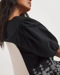 Black Lace Insert Broderie Top