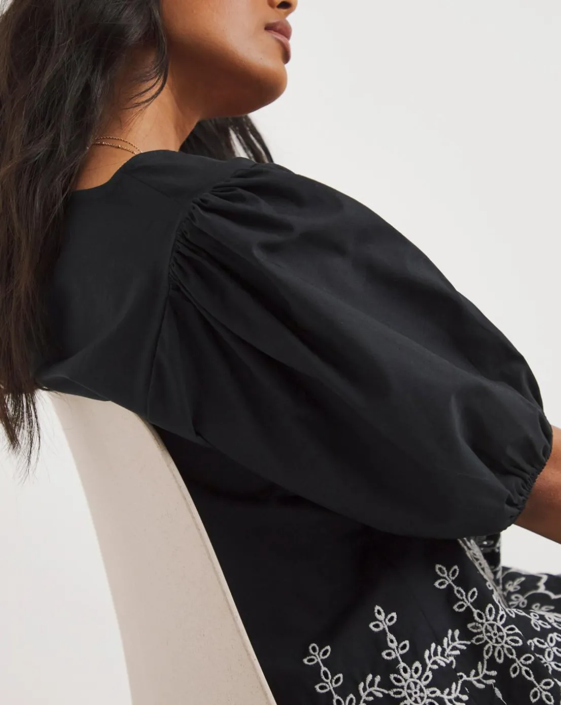 Black Lace Insert Broderie Top