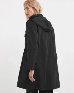 Black Longline Shower Resist Rain Jacket