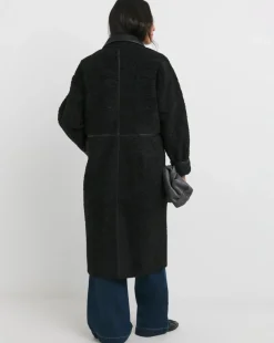 Black Longline Teddy Contrast Coat