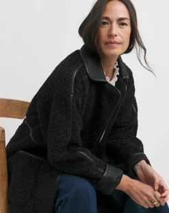 Black Longline Teddy Contrast Coat