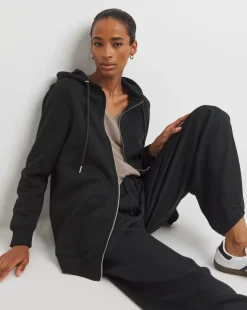 Black Longline Zip Hoodie