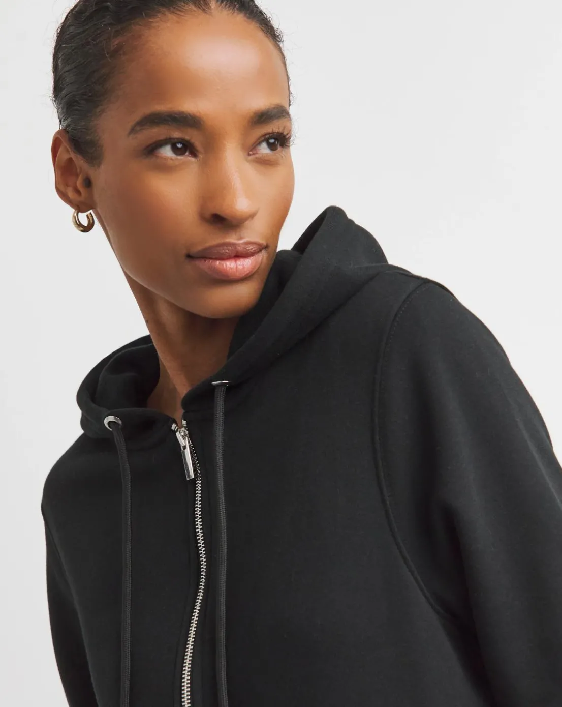 Black Longline Zip Hoodie