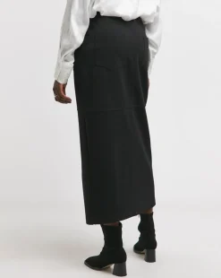 Black Ponte Column Midaxi Skirt