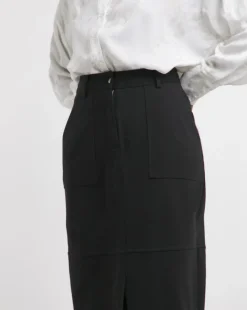 Black Ponte Column Midaxi Skirt