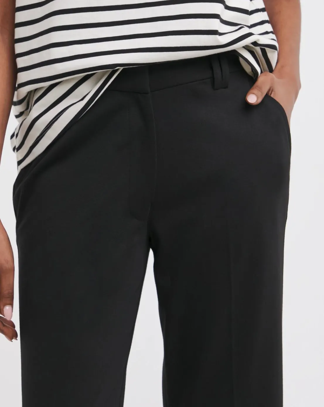 Black Ponte Straight Leg Trousers
