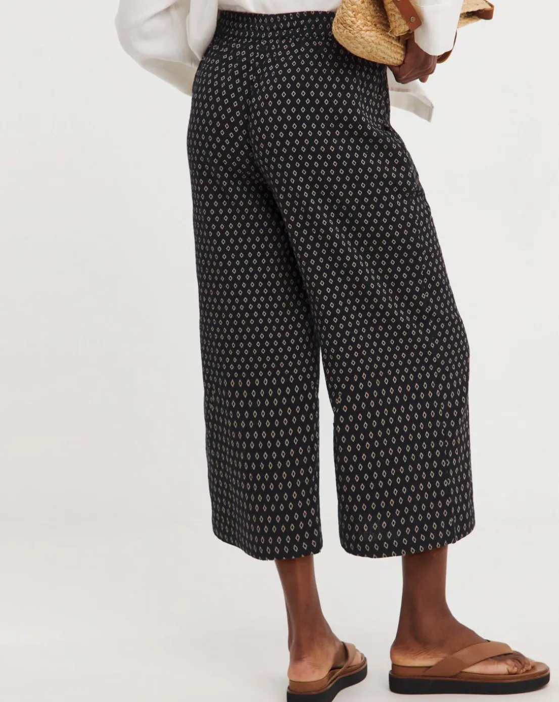 Black Print Cheesecloth Culottes