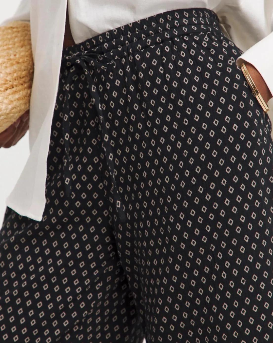 Black Print Cheesecloth Culottes
