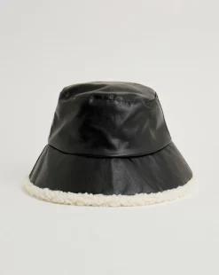 Black PU & Borg Bucket Hat