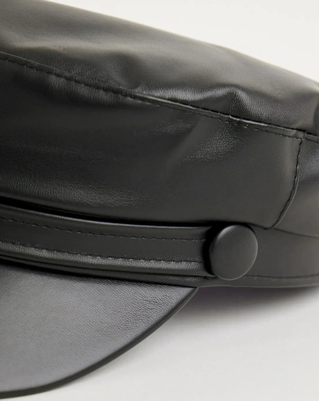 Black PU Baker Boy Hat