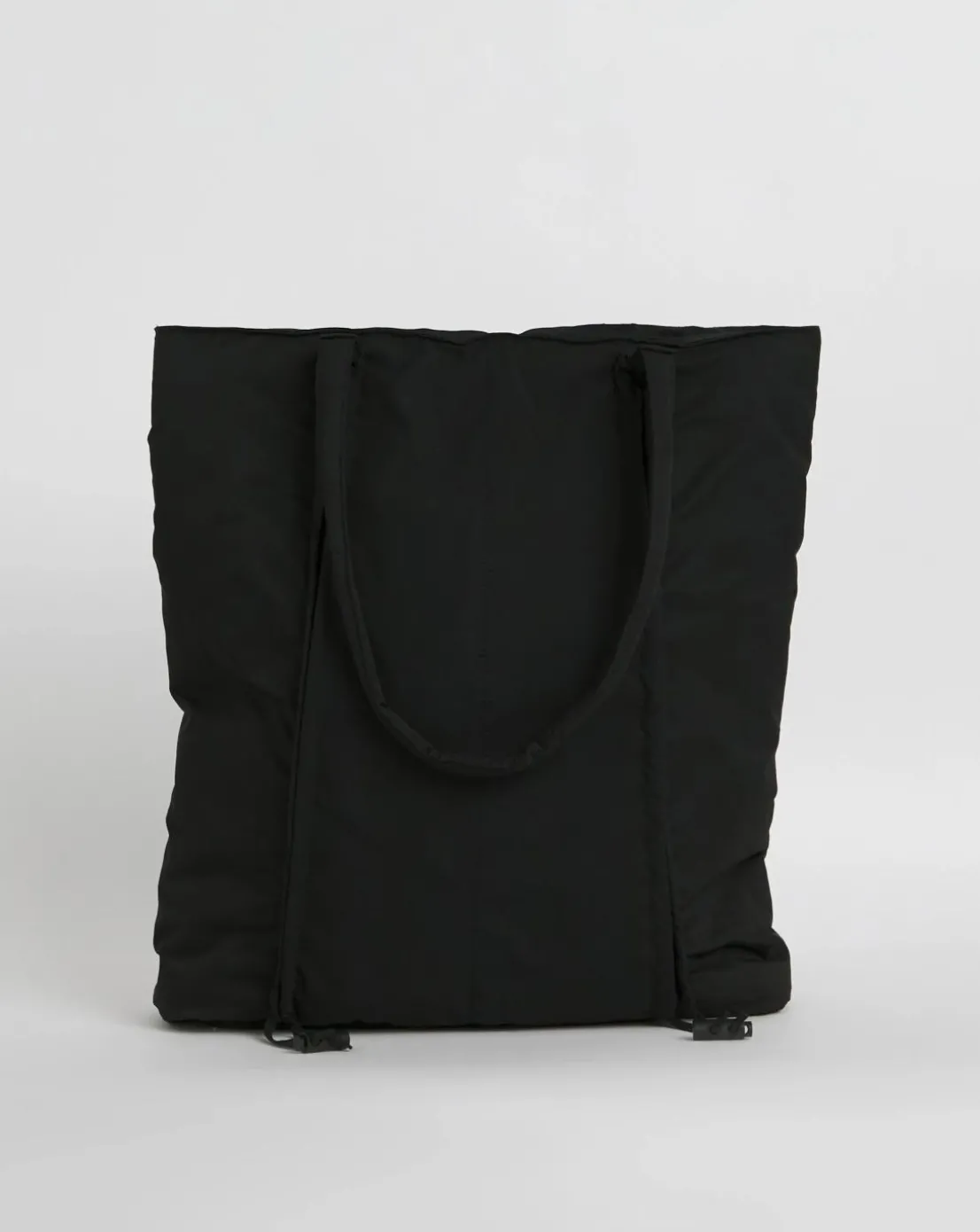 Black Ruched Detail Nylon Tote Bag