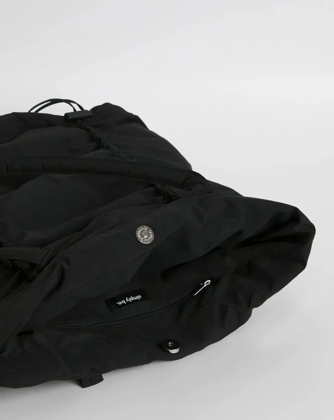 Black Ruched Detail Nylon Tote Bag