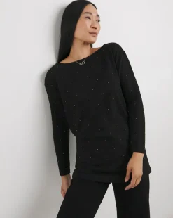 Black Slash Neck Longline Heatseal Soft Touch Top