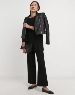 Black Slash Neck Longline Heatseal Soft Touch Top