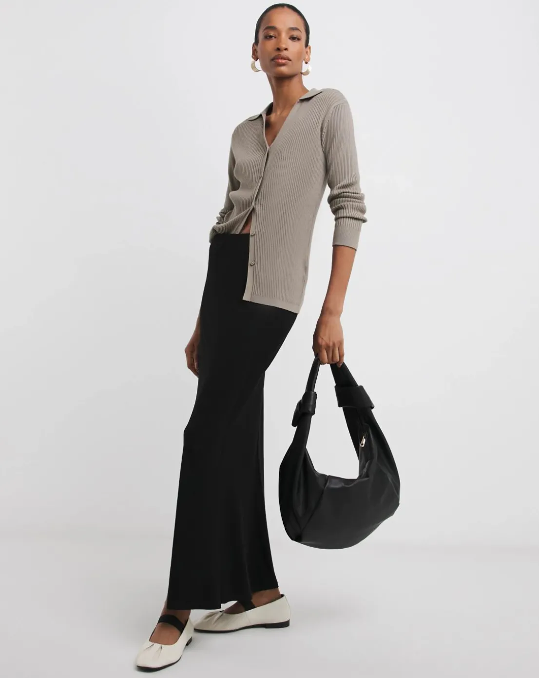 Black Slinky Jersey Pull On Maxi Slip Skirt