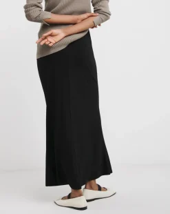 Black Slinky Jersey Pull On Maxi Slip Skirt