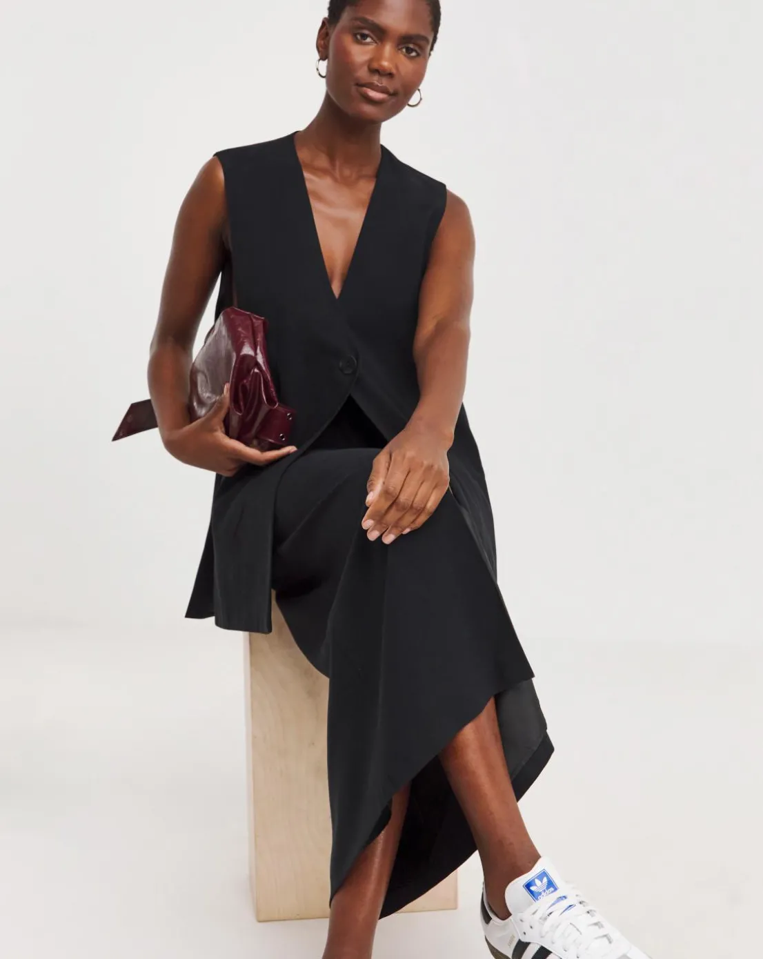 Black Split Front Pencil Skirt