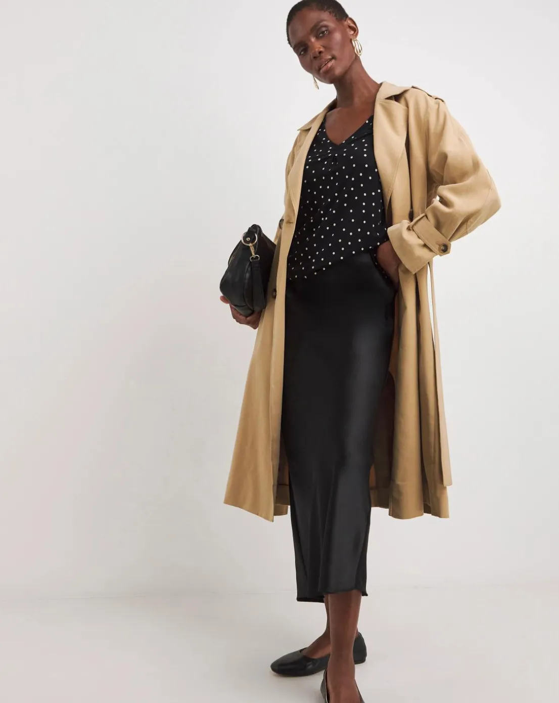 Black Spot Double Angel Sleeve V Neck Top