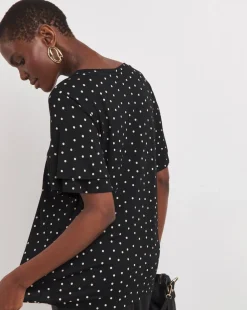 Black Spot Double Angel Sleeve V Neck Top