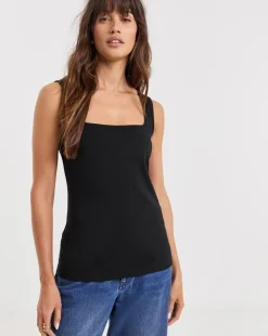 Black Square Neck Vest