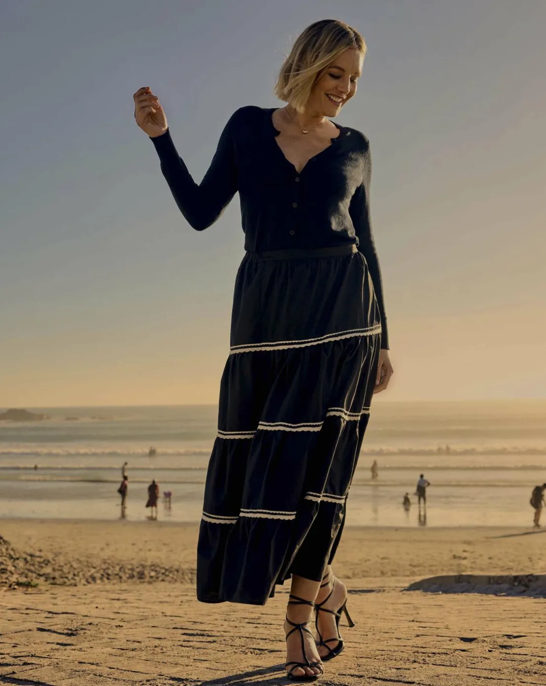 Black Tiered Maxi Skirt