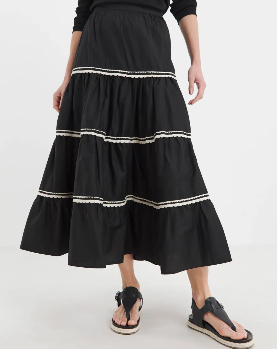 Black Tiered Maxi Skirt