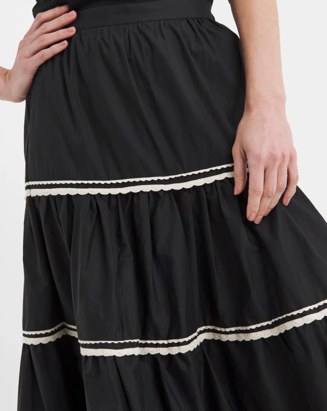 Black Tiered Maxi Skirt