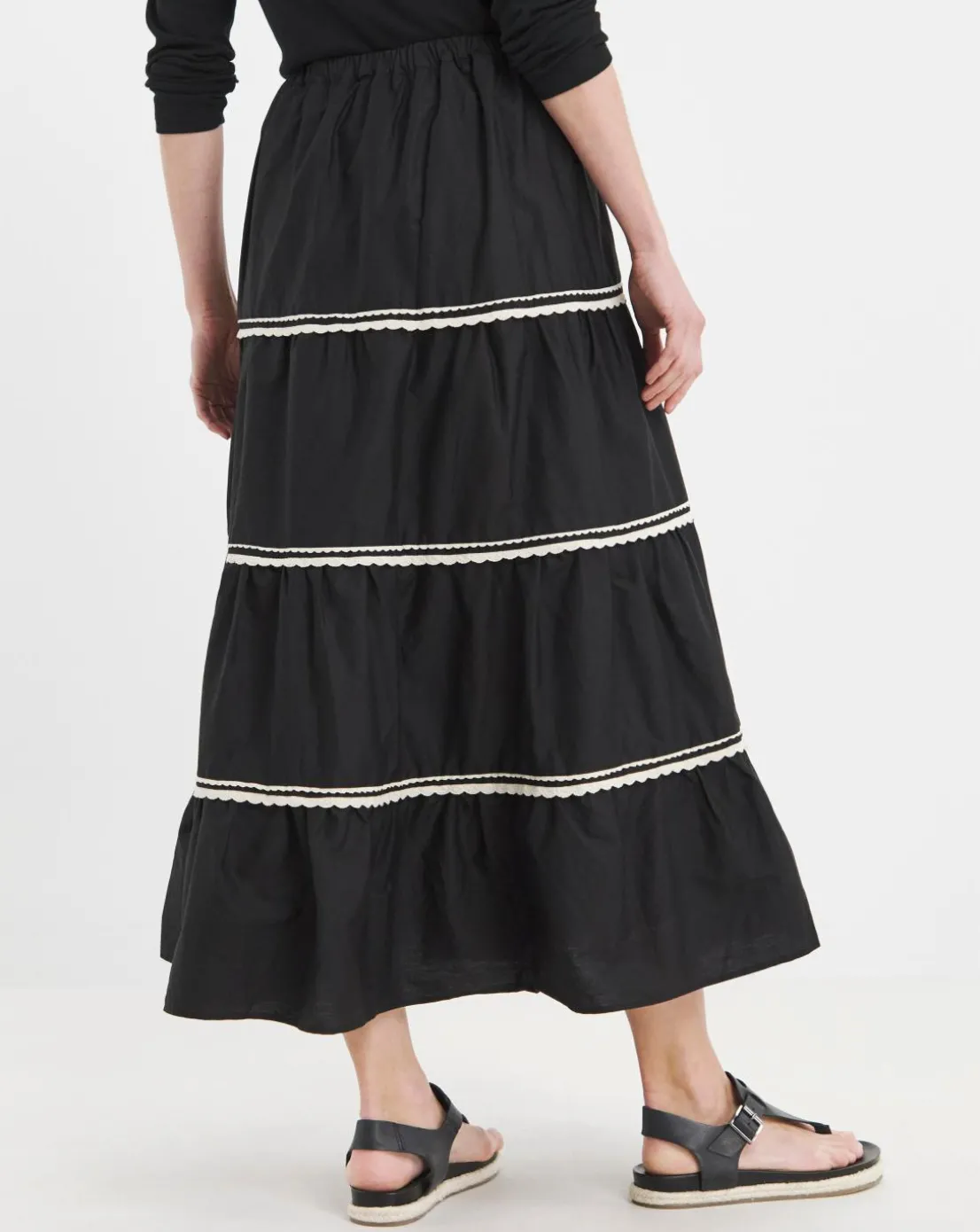 Black Tiered Maxi Skirt
