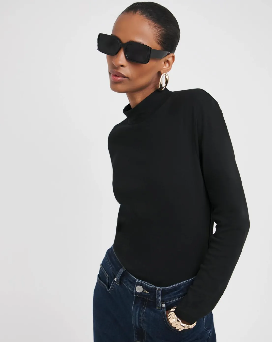 Black Turtle Neck Long Sleeve Top