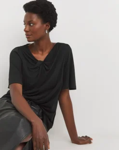 Black Twist Detail Angel Sleeve Top