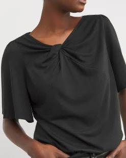 Black Twist Detail Angel Sleeve Top