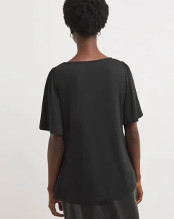 Black Twist Detail Angel Sleeve Top