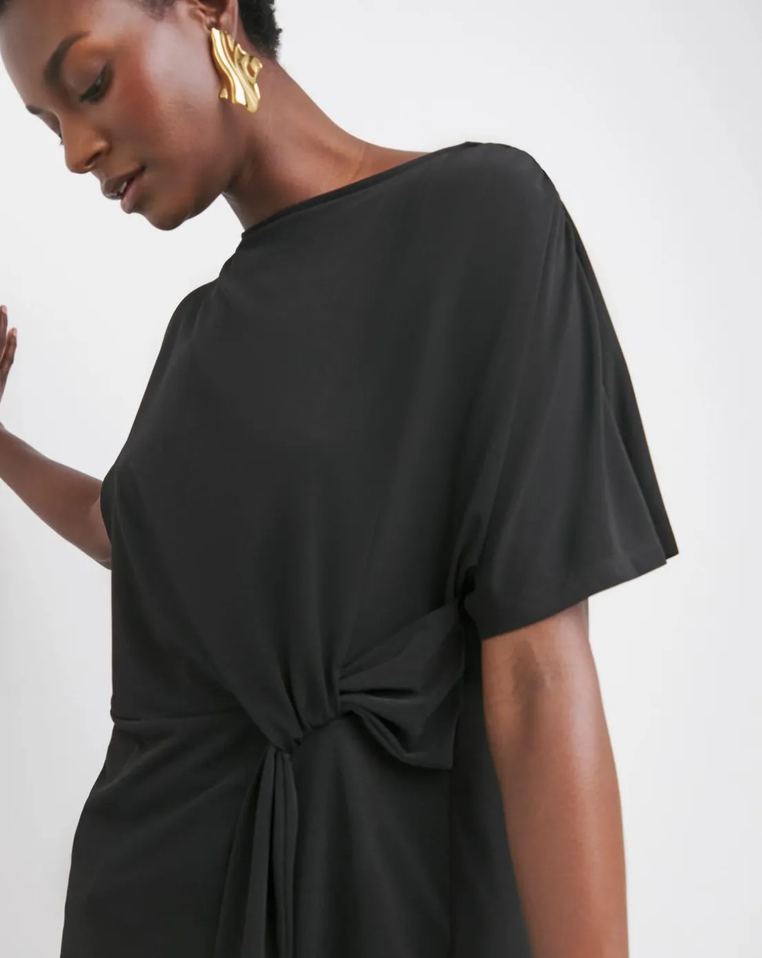 Black Twist Drape Top