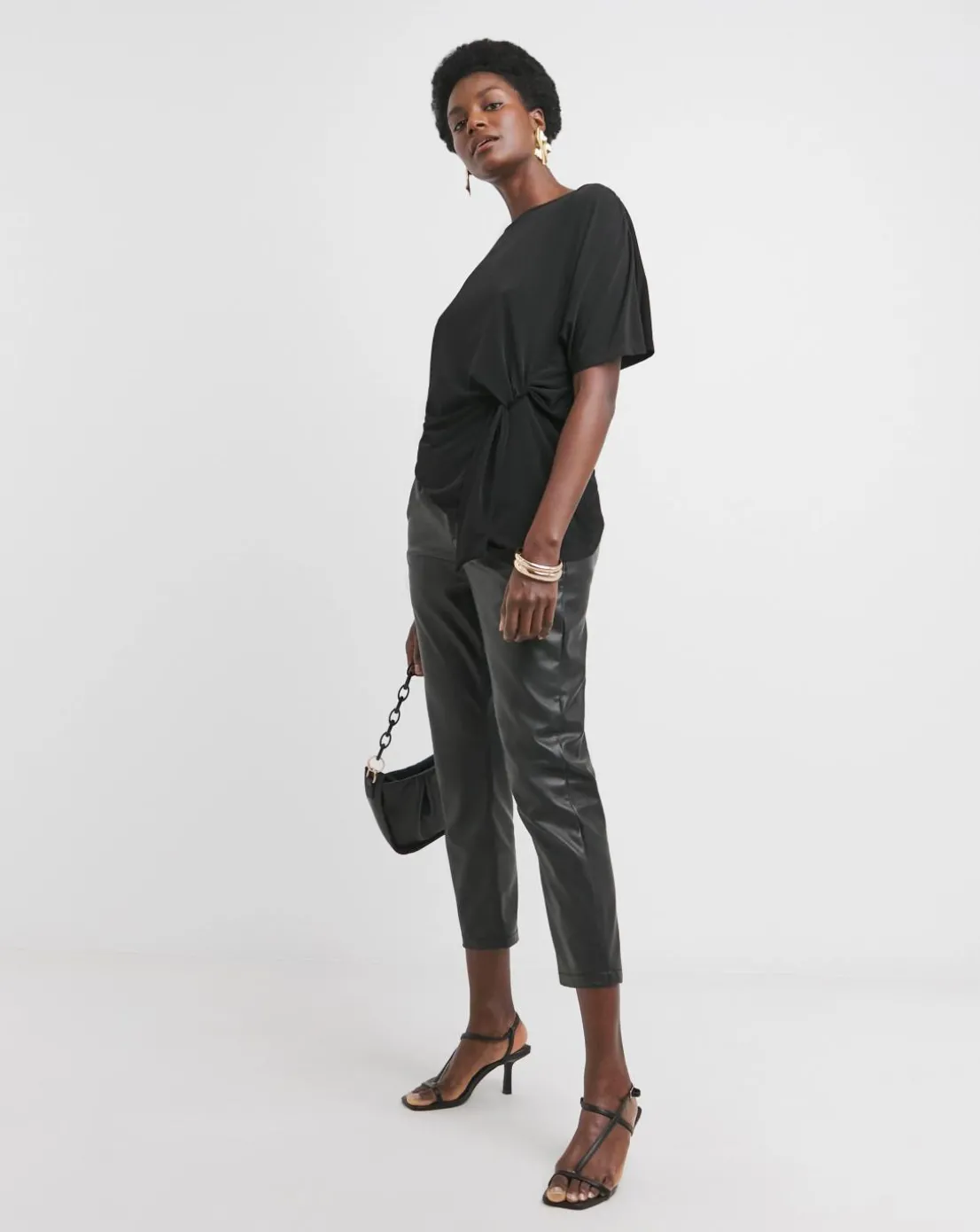 Black Twist Drape Top