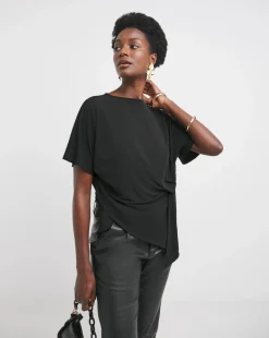 Black Twist Drape Top