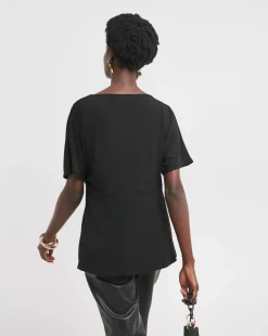 Black Twist Drape Top