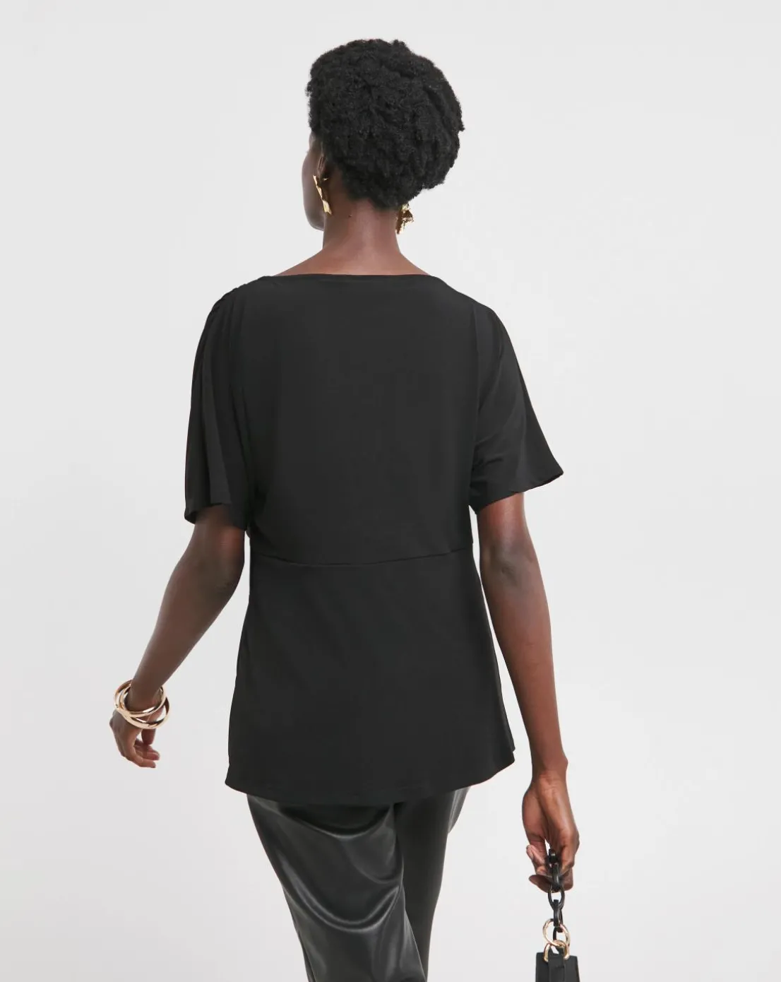 Black Twist Drape Top