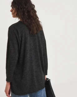 Black V Neck Soft Touch Longline Top