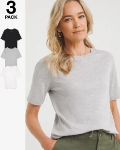 Black White & Grey 3 Pack Round Neck T-Shirts