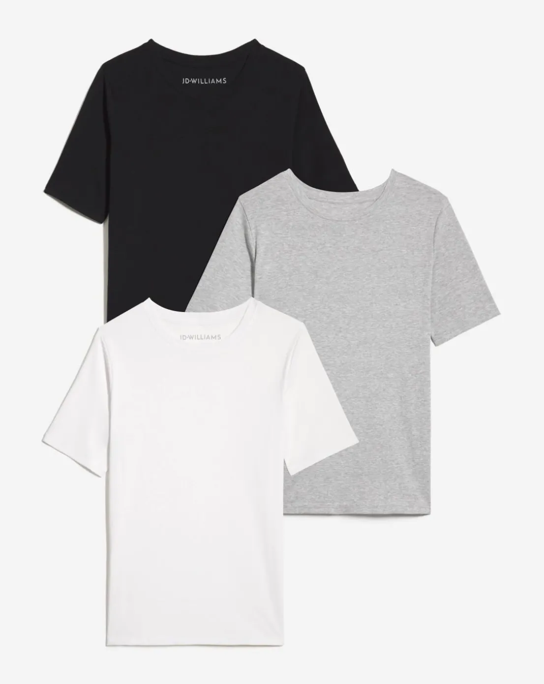 Black White & Grey 3 Pack Round Neck T-Shirts