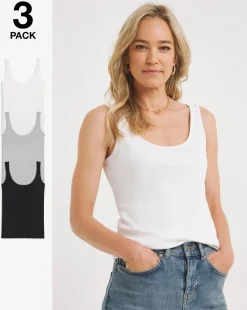 Black White & Grey 3 Pack Vests